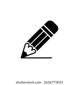 Vector graphic displays a black pencil drawing a straight line on a white background, ideal for design and educational use.