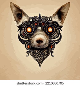 Gráfica vectorial del perro cara a mano dibujar estilo de mandala bueno para editar y personalizar su diseño