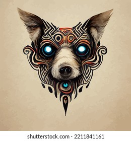 Vector graphic of dog face in hand draw mandala style good for edit and customize