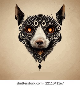 Vector graphic of dog face in hand draw mandala style good for edit and customize