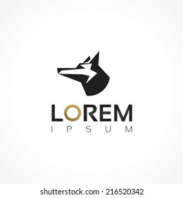 Vector graphic dog symbol for your company with sample text