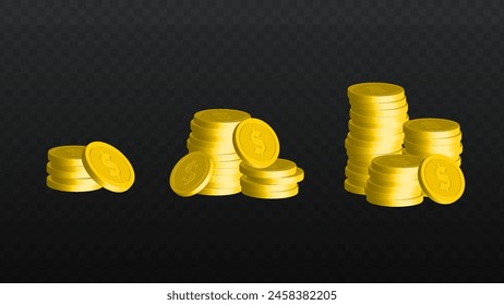 Gráfico de Vector de monedas de dólar en cantidades variables
