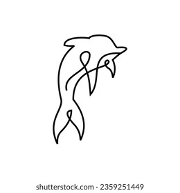Vector graphic of dolphin vector Icon illustration, simple sign for websites and mobile apps,company logos and stickers, etc.