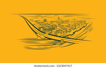 Vector graphic of downtown Green Bay, Wisconsin