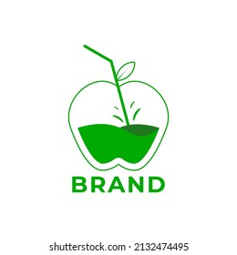 vector graphic of the drink logo with an apple illustration green color. suitable for drink logo, etc.