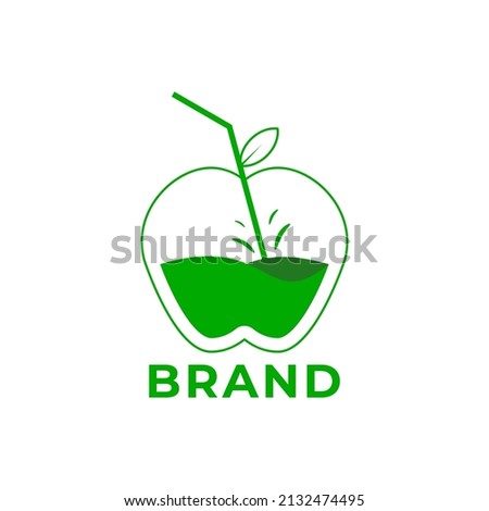 vector graphic of the drink logo with an apple illustration green color. suitable for drink logo, etc.