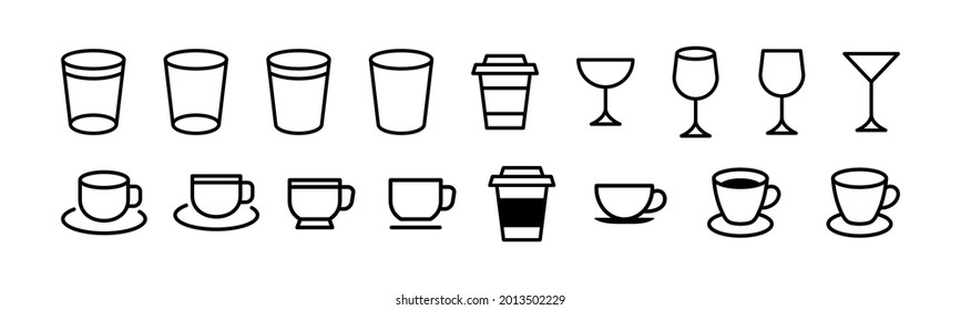 Vector graphic of drinking utensils icon collection