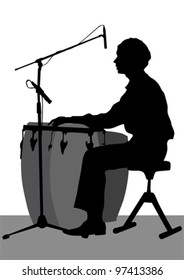 Vector graphic drummer at concert