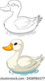 Vector graphic of a duck floating peacefully