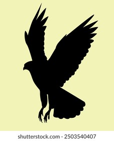 Vector graphic of eagle icon. Eagle logo. Line drawing. Eagle silhouette isolated on white, Hawks flying silhouette