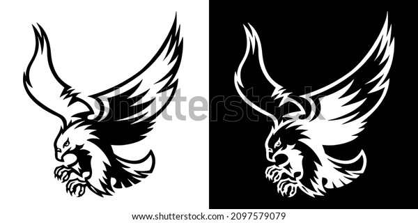 Vector graphic of eagle icon. Eagle logo. Line\
drawing. Great for car stickers, motorbikes, and t-shirts.\
Transparent background