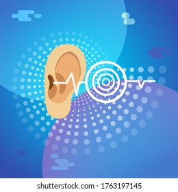 Vector - Graphic ear are hearing on blue background.