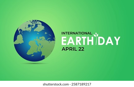 Vector graphic of Earth day is observed every year on April 22. Support for environmental protection and raise awareness about the importance of preserving our planet. Banner poster.