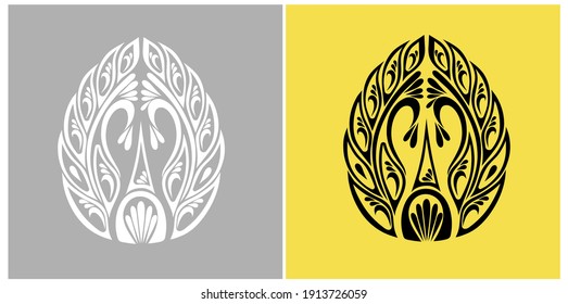 Vector graphic Egg. Decorative ornament. Easter card for t-shirt prints, gifts. Decorative egg symbol. Vintage craft. 