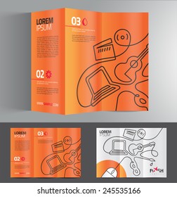 Vector graphic elegant abstract business brochure design with spread pages and 3d mockup