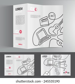 Vector graphic elegant abstract business brochure design with spread pages and 3d mockup