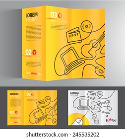 Vector graphic elegant abstract business brochure design with spread pages and 3d mockup