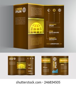 Vector graphic elegant abstract business brochure design with spread pages and 3d mockup