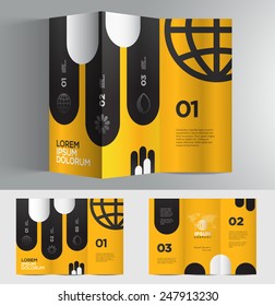 Vector graphic elegant abstract business brochure design with spread pages and 3d mockup