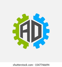 Vector graphic elegant alphabet symbol in three colors / Letter AD