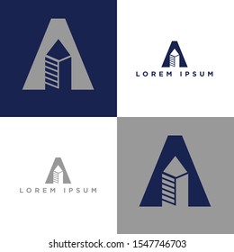Vector graphic elegant alphabet symbol in two colors / Letter A