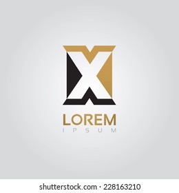 Vector graphic elegant alphabet symbol in two colors / Letter X