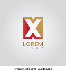 Vector graphic elegant alphabet symbol in two colors / Letter X