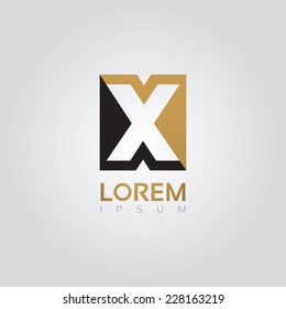 Vector graphic elegant alphabet symbol in two colors / Letter X