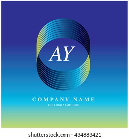 Vector graphic elegant blue and green color logo . Symbol of money and business. Letter A and Y