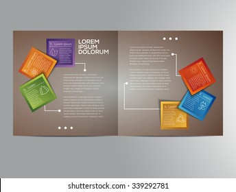 Vector graphic elegant business brochure design with spread pages