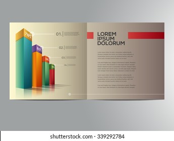 Vector graphic elegant business brochure design with spread pages