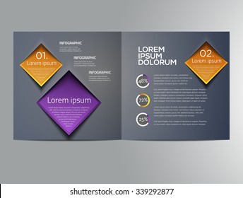 Vector graphic elegant business brochure design with spread pages