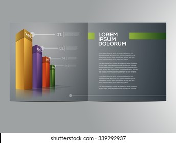 Vector graphic elegant business brochure design with spread pages