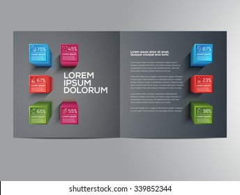 Vector graphic elegant business brochure design with spread pages