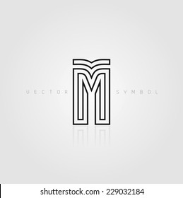 Vector graphic elegant and creative line alphabet / Letter M / symbol