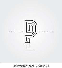 Vector graphic elegant and creative line alphabet / Letter P / symbol