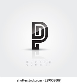 Vector graphic elegant and creative line alphabet / Letter P / symbol