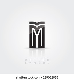 Vector graphic elegant and creative line alphabet / Letter M / symbol