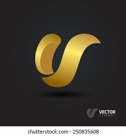 Vector Graphic Elegant Curly Alphabet Symbol / Letter V