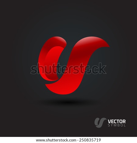 Vector graphic elegant curly alphabet symbol / Letter V