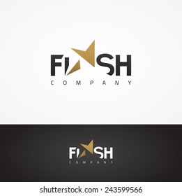 Vector graphic elegant Flash symbol with star shape for your company