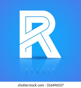 Vector graphic elegant font with sample text / symbol / alphabet / Letter R