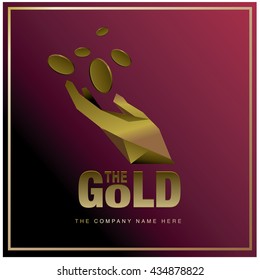 Vector graphic elegant gold, coins and hand. Business and finance logo design illustration. 