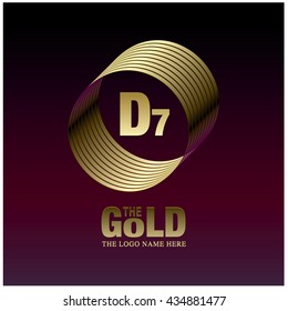 Vector graphic elegant gold logo and font . Symbol of money and business. Letter D and 7