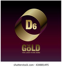 Vector graphic elegant gold logo and font . Symbol of money and business. Letter D and 6