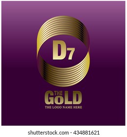 Vector graphic elegant gold logo and font . Symbol of money and business. Letter D and 7