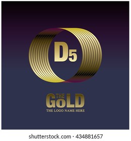 Vector graphic elegant gold logo and font . Symbol of money and business. Letter D and 5