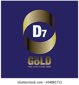 Vector graphic elegant gold logo and font . Symbol of money and business. Letter D and 7