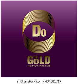 Vector graphic elegant gold logo and font . Symbol of money and business. Letter D and 0
