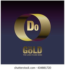 Vector graphic elegant gold logo and font . Symbol of money and business. Letter D and 0